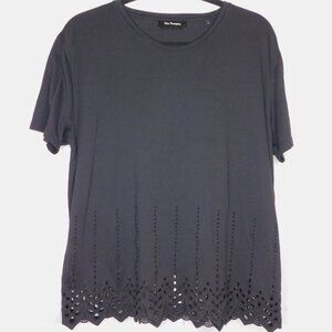 The Kooples Black Short Sleeve Shirt with Eyelet Scalloped Hem | EUC | Large